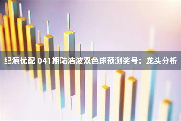 纪源优配 041期陆浩波双色球预测奖号：龙头分析